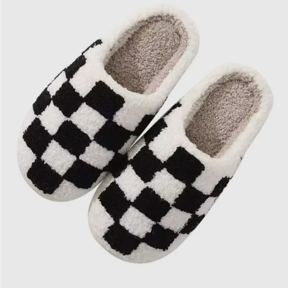 Shoes - 21. Black & White Checkered Slippers
